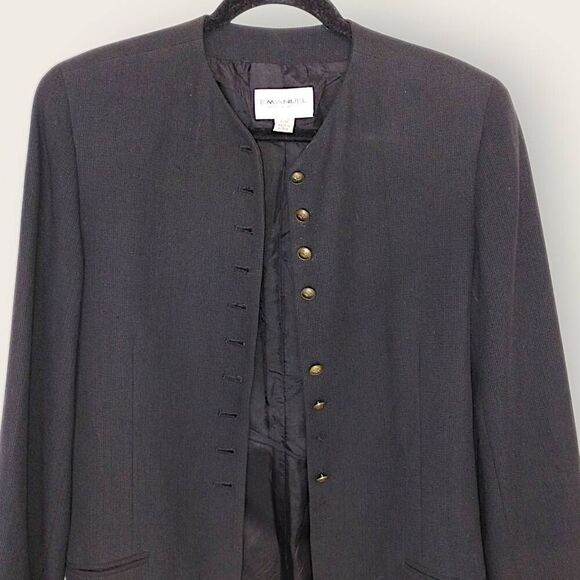 VTG Emmanuel Ungaro Womens Jacket Sz 8 Tailored Long Button Front Wool Royalty - Picture 3 of 11